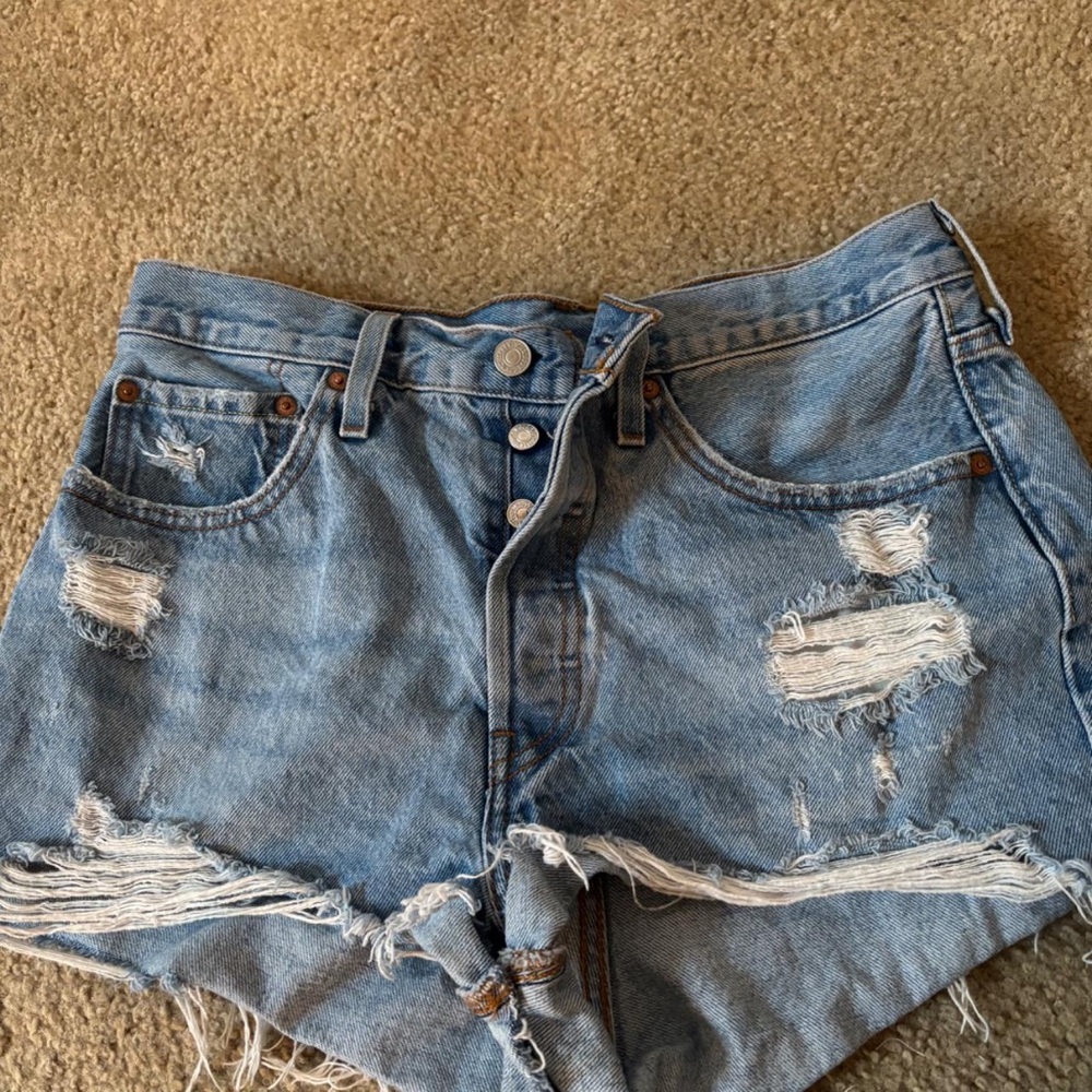 Levi's Blue Distressed Jean Shorts